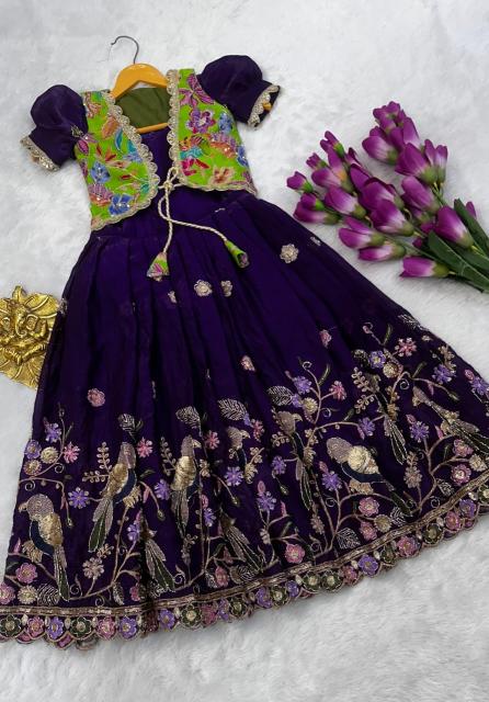 kids koti gown silk blue Cheap wholesale kids wear